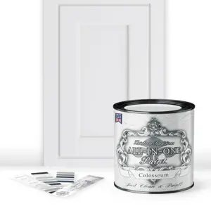 ALL-Inch-ONE Paint | Durable cabinet & furniture paint. Built Inch primer & top coat | no sanding needed. Includes our 30 featured color card | Colosseum (white with subtle gray undertone) | 8oz Sample | 8 fl Ounce