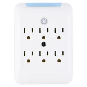 GENERAL ELECTRIC Pro 6-Outlet Surge Protector Power Outlet Adapter | White | 38431
