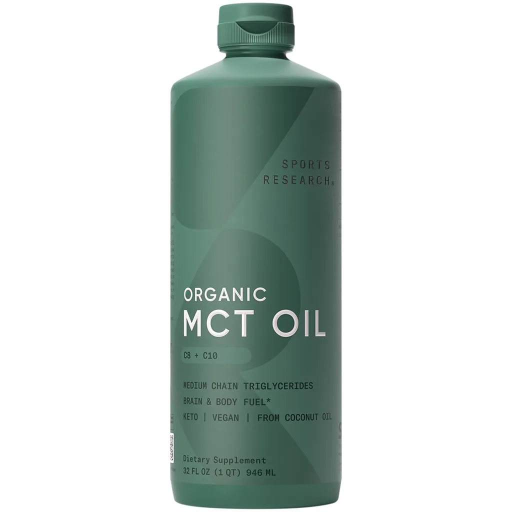Sports Research 100% Keto MCT Oil from Organic Coconuts | Triple Ingredient C8 | C10 | C12 MCTs (32oz)