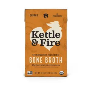 Kettle and Fire Mushroom Chicken Bone Broth | Shelf-Stable | 16.9 Ounce