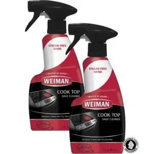 Weiman Cooktop and Stovetop Daily Cleaner | Streak-Free Results | 12 Ounce | 2 Pack w/ MicroFiber Buffing Towel