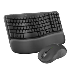 Logitech Wave Keys Combo | Wireless Ergonomic Keyboard with Signature M550 L Wireless Mouse | Graphite