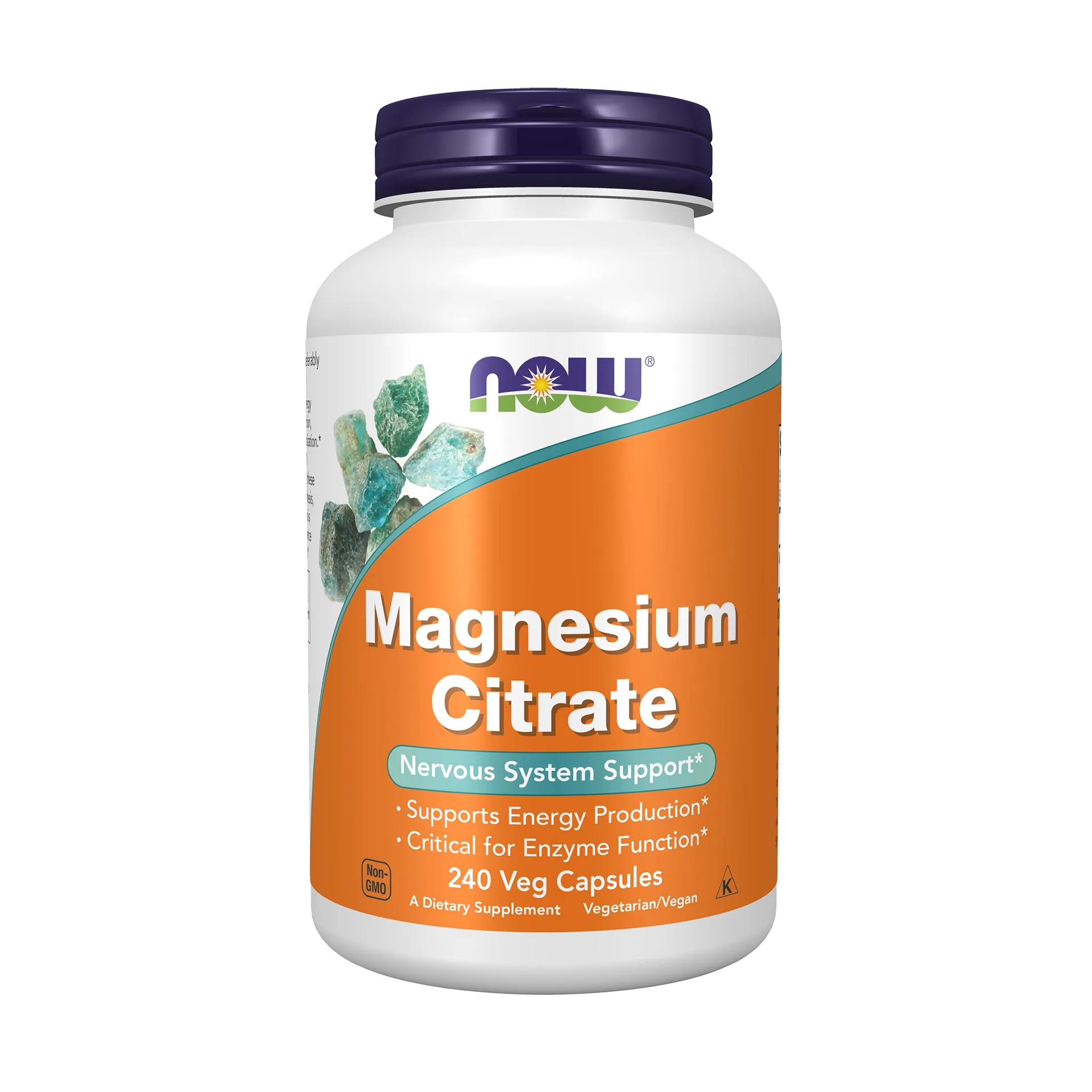 NOW Supplements | Magnesium Citrate | Enzyme Function* | Nervous System Support* | 240 Veg Capsules | 240 Count (Pack of 1)