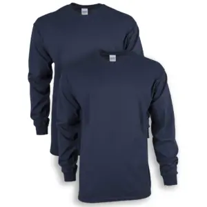 Gildan Unisex Ultra Cotton Long Sleeve T-Shirt | 2-Pack | up to size 5xl | Navy | 2XL