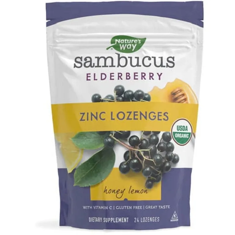Natures Way Sambucus Zinc Lozenges Honey Lemon | 24 Lz