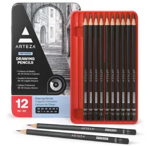 Arteza Professional Graphite Drawing Pencils | 12 Pack