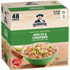Quaker Instant Oatmeal | Apples and Cinnamon | Individual Packets | 48 Count