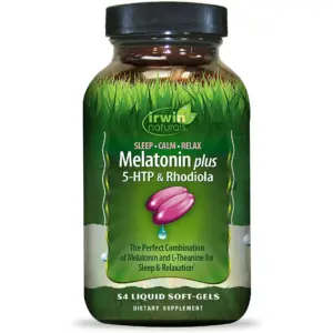 Irwin Naturals Melatonin Plus 5-HTP and Rhodiola | 54 Liquid Soft-Gels | with L-Theanine | Lemon Balm and Ashwagandha