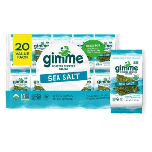 Gimme Seaweed Premium Organic Roasted Seaweed Snacks | Sea Salt | 0.17oz (20 Pack)