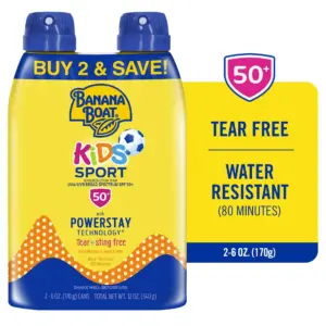 Banana Boat Kids Sport Sunscreen Spray SPF 50 | Twin Pack | Kids Sunscreen Spray | Sunblock | 6 Ounce each | 2 | 6fl. Ounce