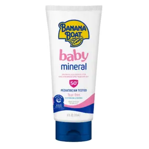 Banana Boat Baby Mineral Sunscreen Lotion SPF 50 | 100% Mineral Sunscreen | Baby Sunblock | 6 fl Ounce