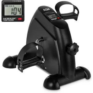 Himaly Mini Exercise Bike | Under Desk Bike Pedal Exerciser with LCD Screen Displays | 240 lbs Black Exercise Peddler