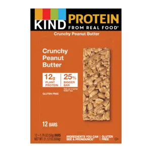 KIND Bars | Crunchy Peanut Butter Protein Bar | Gluten free | 1.76 Ounce | 12 Snack Bars