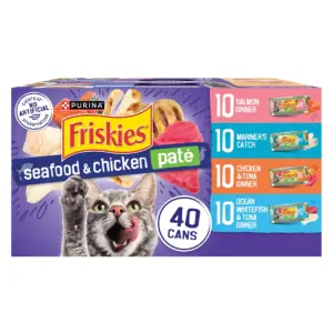 Purina Friskies Pate | Soft Seafood & Chicken Variety Pack | Wet Cat Food | 5.5 Ounce Cans | 40 Pack | 1