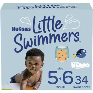 Huggies Little Swimmers Disposable Swim Diapers | Size 5-6 (32+ Lbs) | 17 Ct | Pack of 2