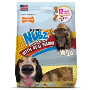 Nylabone Nubz Wild Dog Chew Treats Bison Small | Up to 30 lbs. (12 Count)