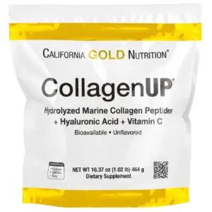 California Gold Nutrition CollagenUP | Hydrolyzed Marine Collagen Peptides with Hyaluronic Acid & Vitamin C | Unflavored | 1.02 lb (464 g) | 9.00