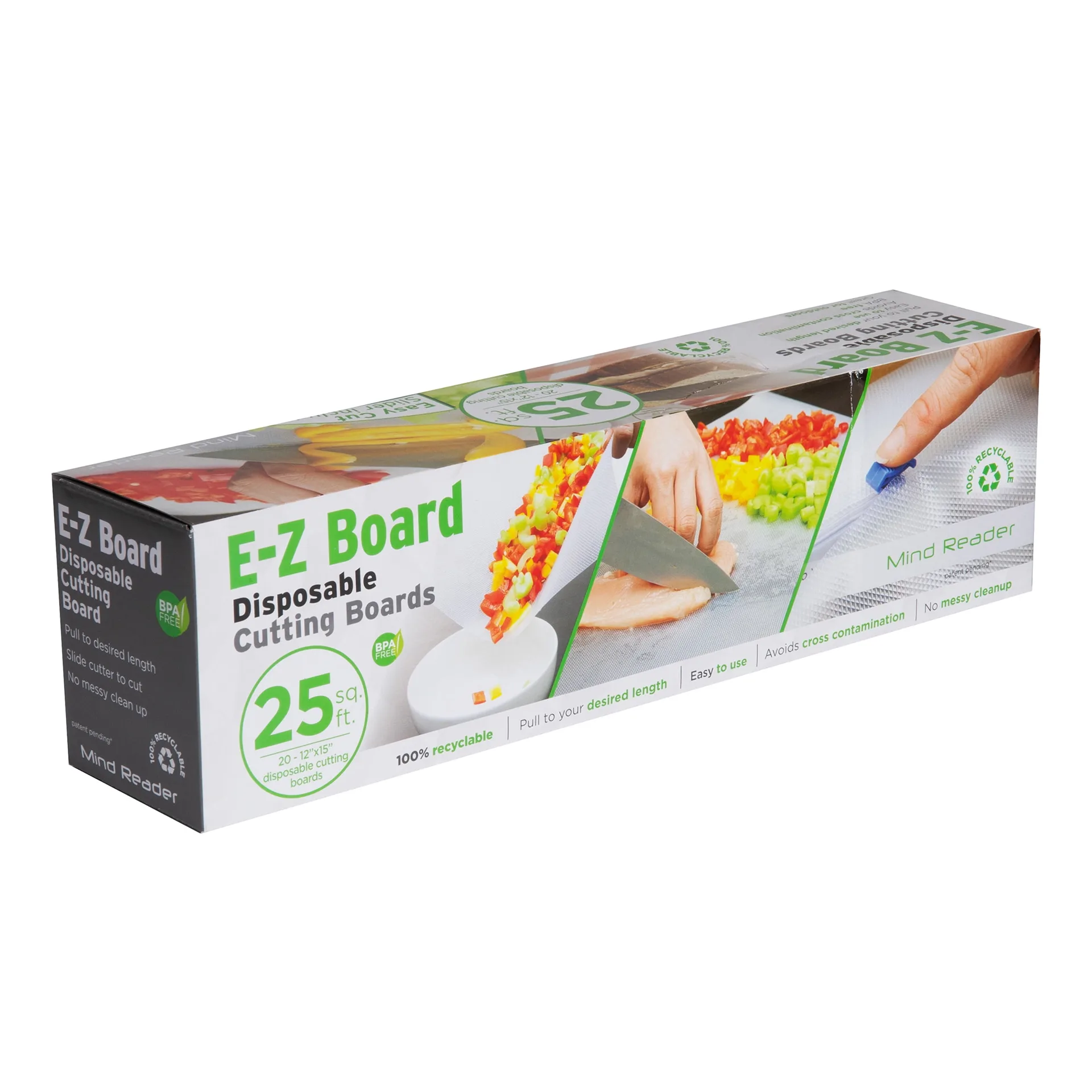Mind Reader E-Z Board Disposable Plastic Cutting Board | 20 square feet | Clear | 1-Pack