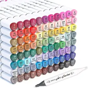 Shuttle Art 88 Colors Dual Tip Alcohol Based Art Markers,Permanent Marker Pens Highlighters with Case Perfect for Illustration Adult Coloring Sketching & Card Making
