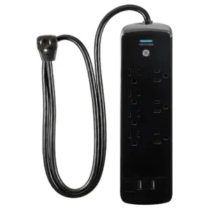 GE Pro 7-Outlet 2-USB Power Strip Surge Protector | 3ft. Cord | 37054