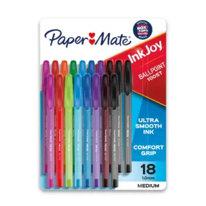 Paper Mate InkJoy 100ST Ballpoint Pens | Medium Point (1.0mm) | Assorted | 18 Count