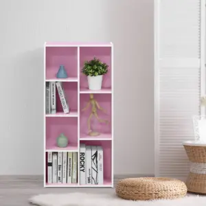 Highkey Adjustable 7 CUBES E1 particle board Reversible Open Shelf | White and Pink