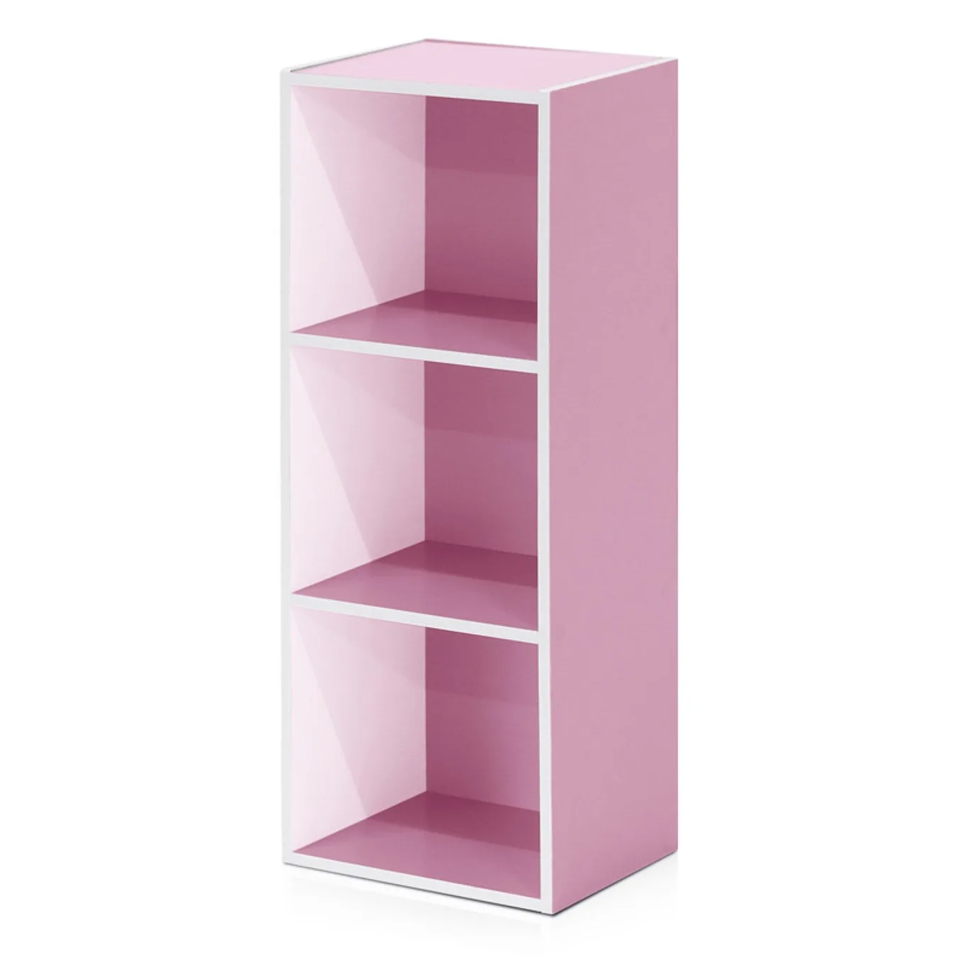 Furinno Luder Engineered Wood 3-Tier Open Shelf Bookcase Inch White/Pink