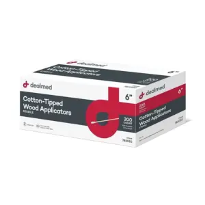 Dealmed 6 Cotton-Tipped Applicator with Wooden Shaft | Sterile 2's | 200/Box