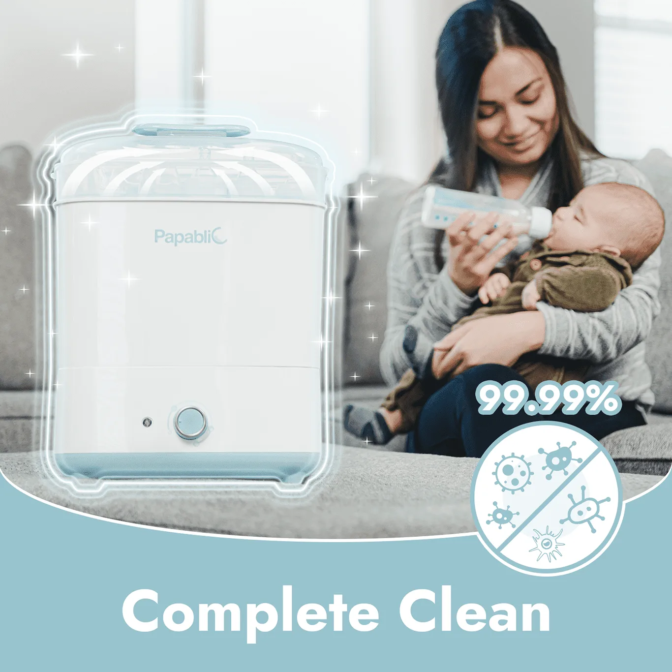 Papablic 11 Bottle Capacity Baby Bottle Electric Steam Sterilizer & Dryer Machine | Best Gift