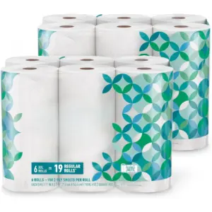 Paper towels | 158 sheet jumbo roll | 6 rolls | equivalent to 19 rolls of regular paper towels | white
