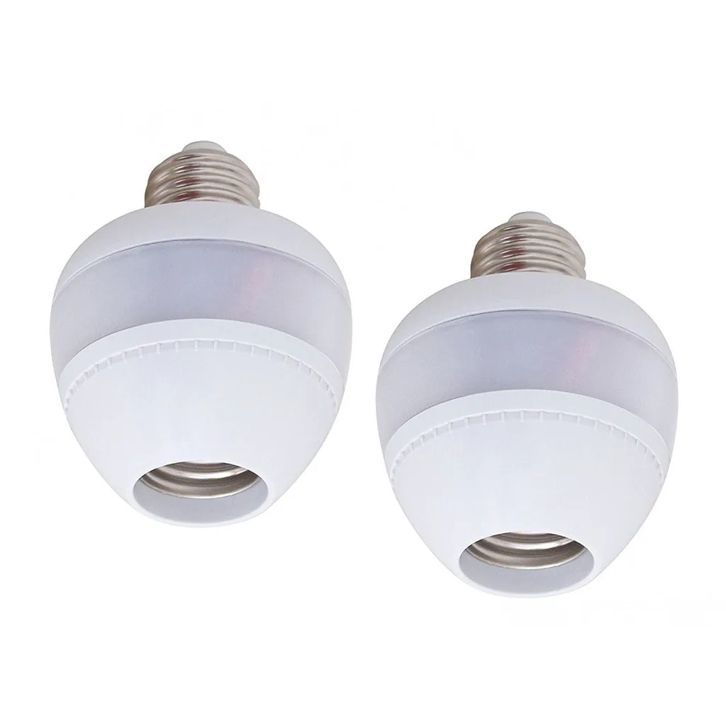eSenlite Motion Sensor Retrofit Light Socket | Radar Motion Screw LED CFL Incandescent Bulb Adapter Socket | Smart Dusk to Dawn Dimmable Control (2 Units)(Bulb NOT Included)