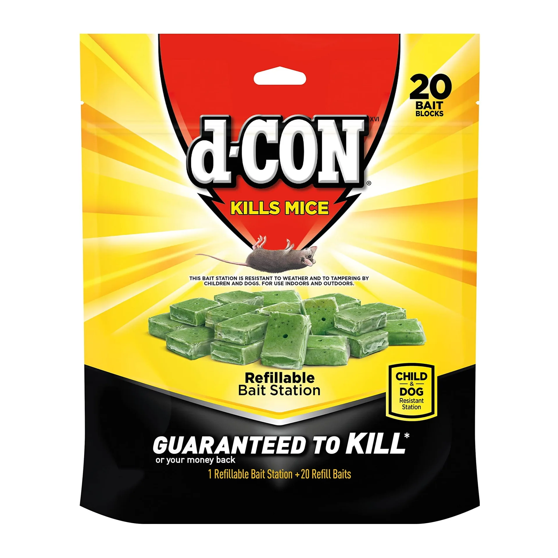 D-con Refillable Mouse Poison Bait Station | 20 Bait Refills | 1