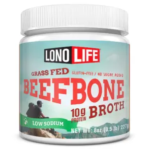 LonoLife Low-Sodium Grass-Fed Beef Bone Broth Powder with 10g Protein | 8 Ounce Bulk Tubs