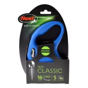 Flexi New Classic Retractable Cord Leash | Blue | Small | 16' Lead (Pets up to 26 lbs)
