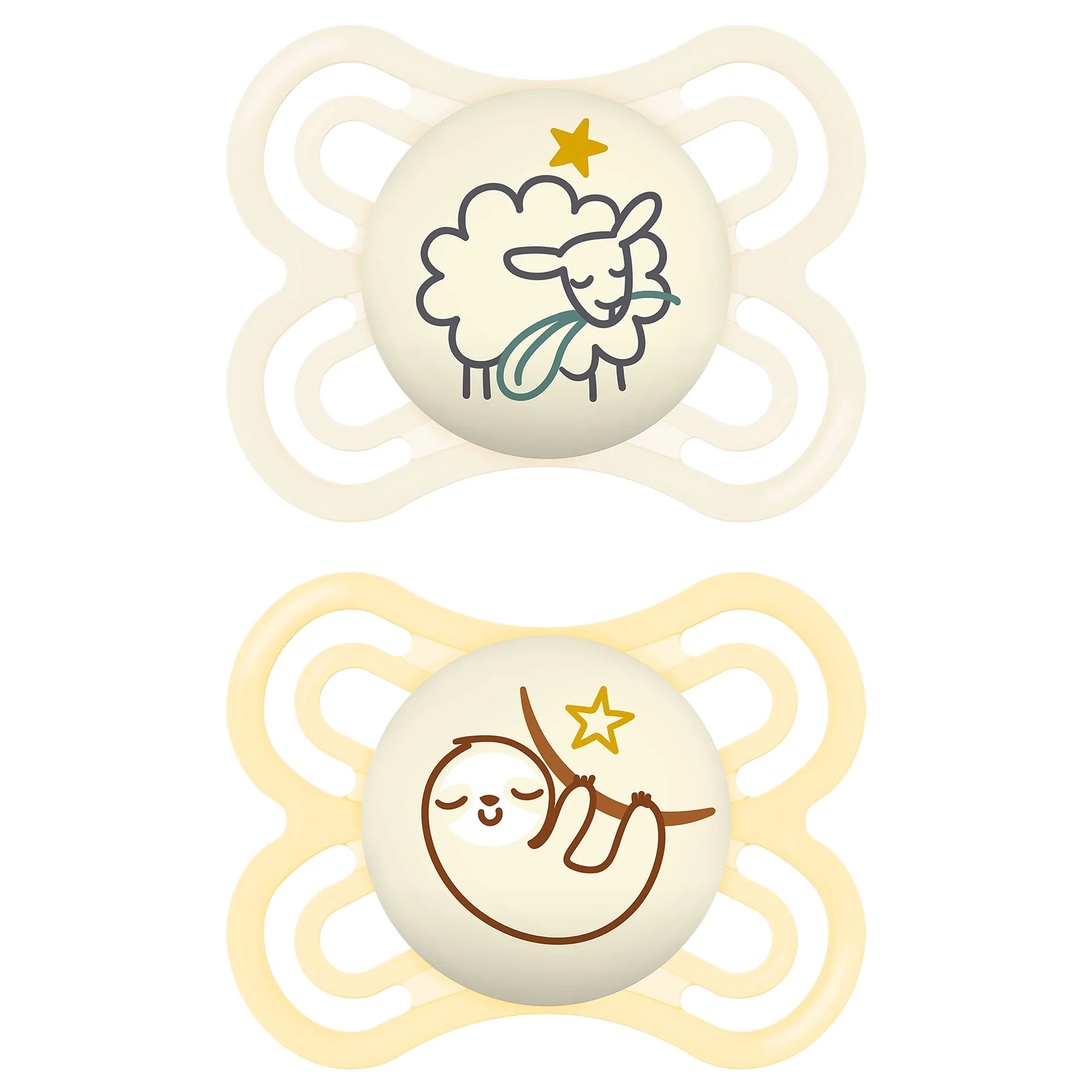 MAM Perfect Night Pacifier | 0-6 Months,Girl | 2 Pack | Yellow | White | Female