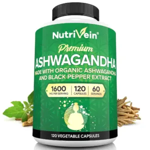Nutrivein Organic Ashwagandha 1600mg Stress Relief | 120VeganCapsules