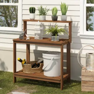 Outdoor Patio Furniture Hardwood Potting Bench | Natural