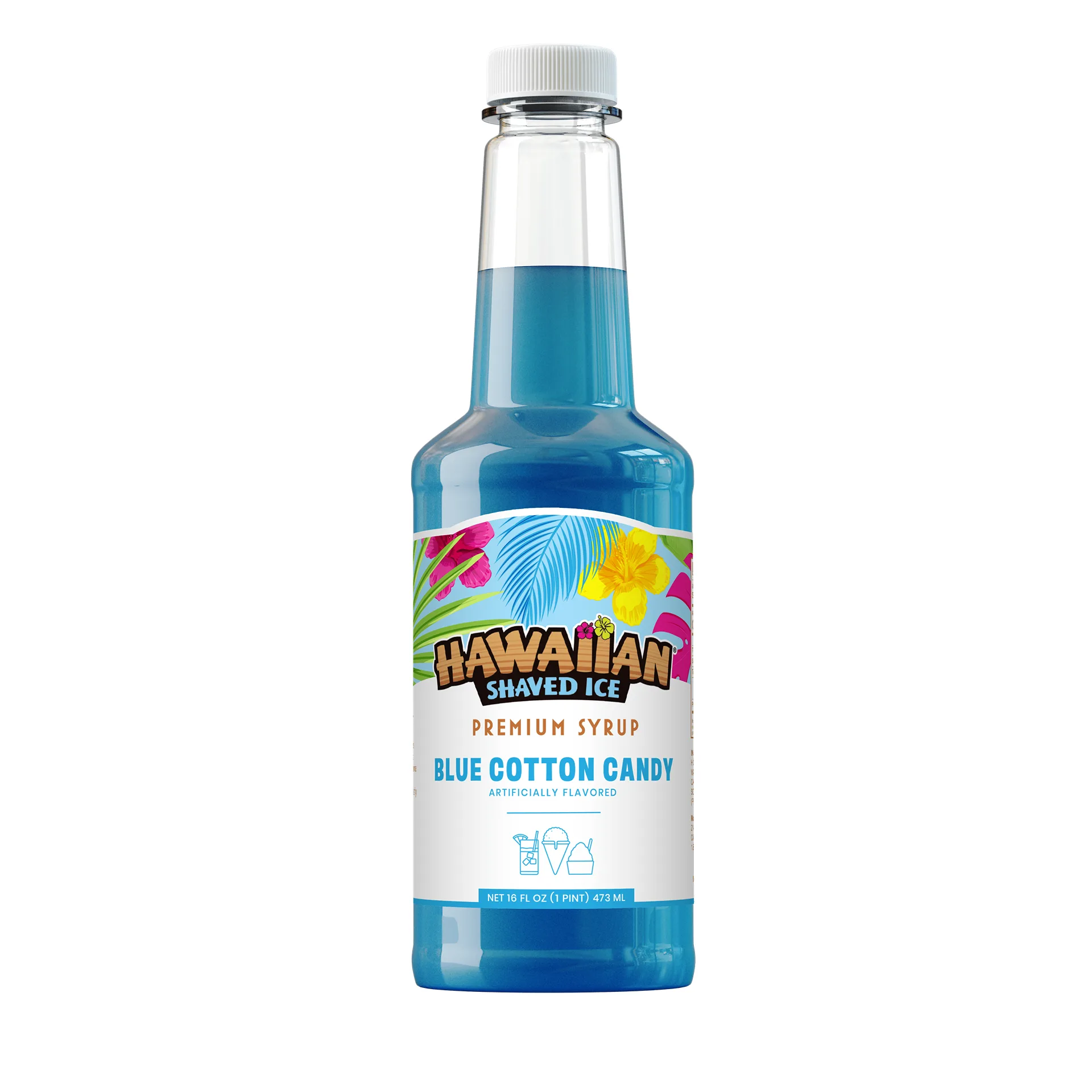 Hawaiian Shaved Ice Cotton Candy Flavor Snow Cone Syrup | 16 Fluid Ounces | Blue Cotton Candy