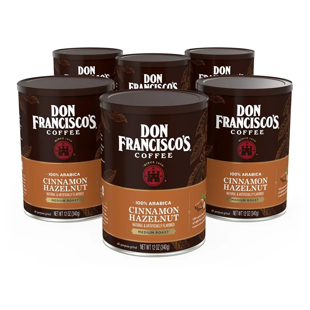 (6 Pack) Don Francisco's Coffee Cinnamon Hazelnut Medium Roast Ground Coffee | 12 Ounce