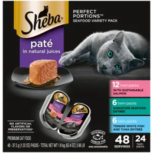 Sheba Perfect Portions Variety Pack Wet Cat Food Pate | 2.6 Ounce Twin-Pack Trays (24 Count)