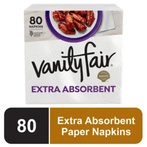 Vanity Fair Extra Absorbent Disposable White Napkins (80 Count) (Premium Edition)