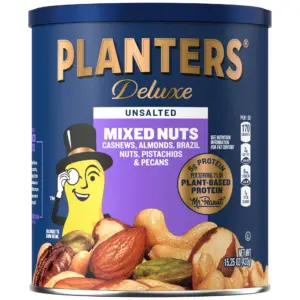 Unsalted Mixed Nuts | Cashews | Pistachios | Almonds | Brazil Nuts | & Pecans | Plant-Based Protein Snacks | 15.25 Ounce Canister