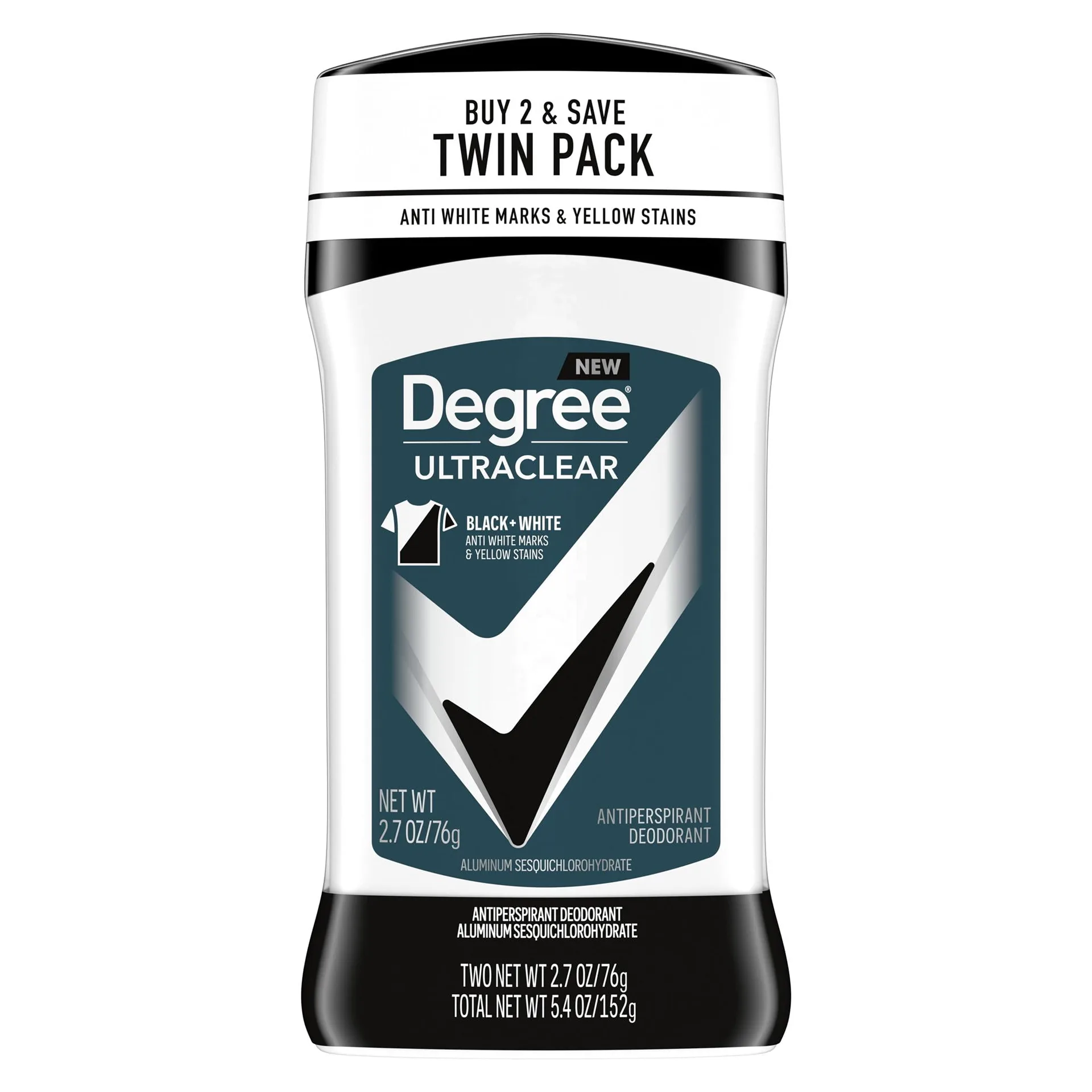 Degree Men UltraClear 72H Men's Antiperspirant Deodorant Stick | 2.7 Ounce Twin Pack