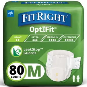 FitRight Adult Incontinence Briefs | Diapers with Tabs | Ultra Absorbent | Large | 60in to 70in | 80 Count | L
