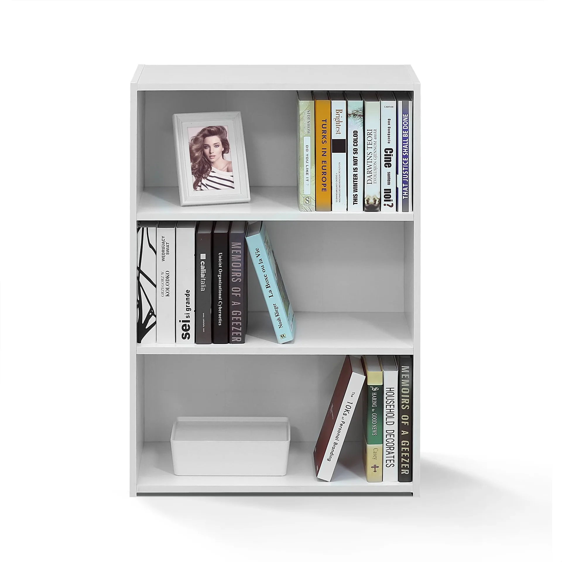 Furinno 17060WH Wright 3-Shelf Bookcase | Soft White