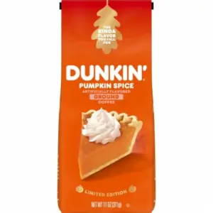 Dunkin Pumpkin Spice Artificially Flavored Ground Coffee | 11 Ounce Bag | Single