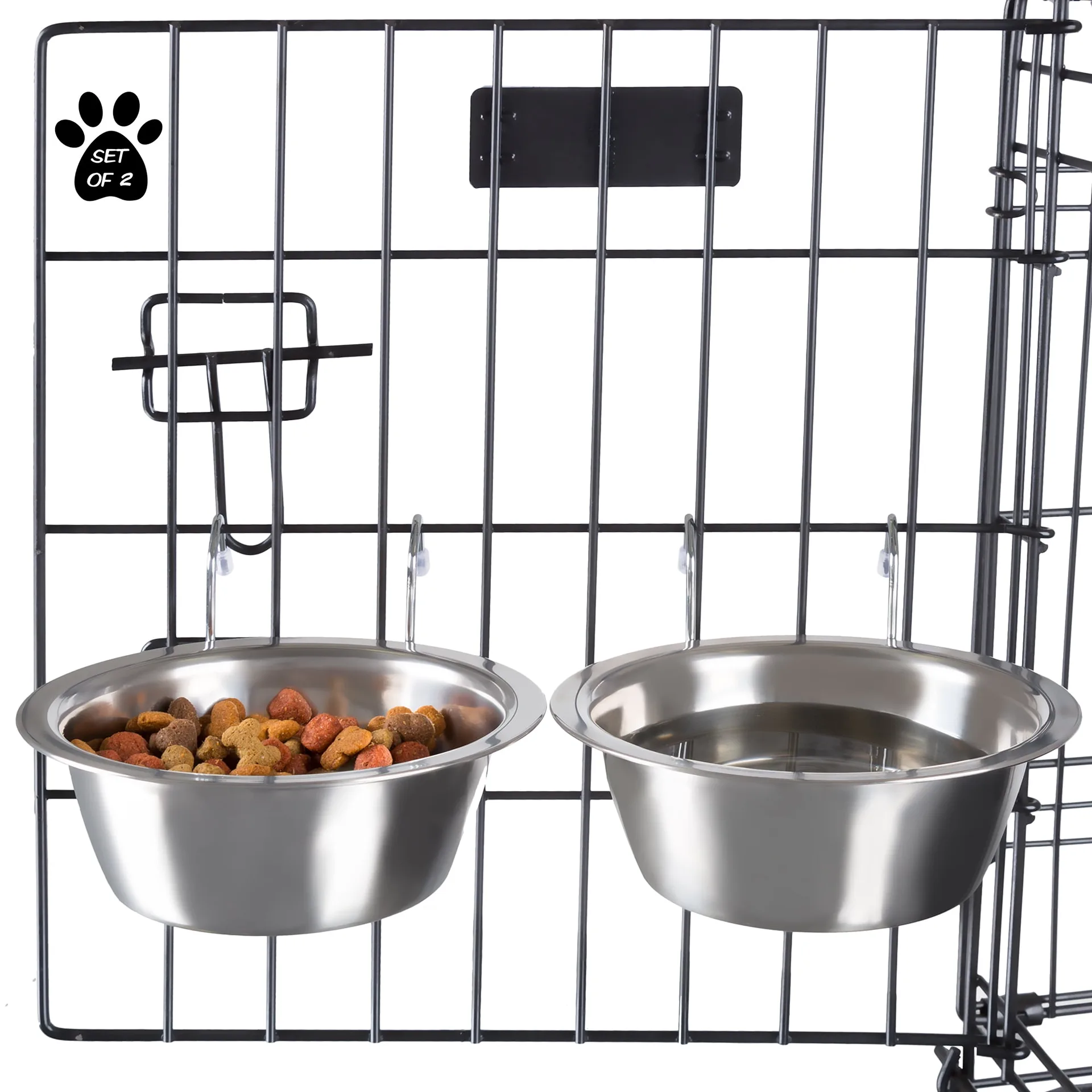 PETMAKER Set of 2 Stainless-Steel Hanging Dog Bowls | 20oz Each