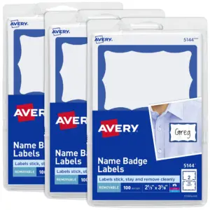 Avery Name Tags with Blue Border | 2-1/3 x 3-3/8 | (3 Pack of 5144)