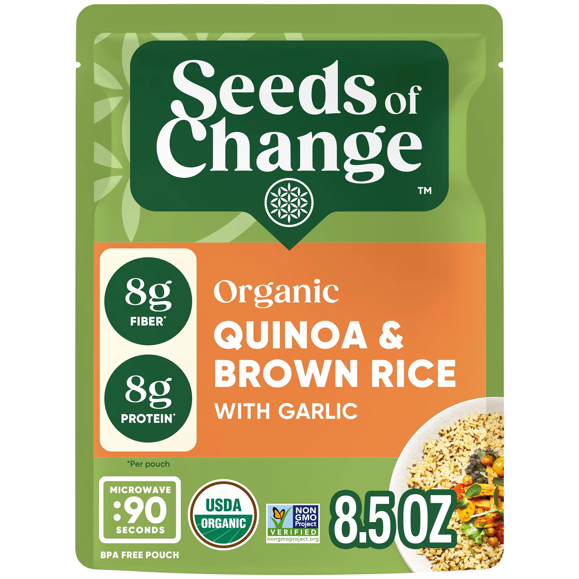 Seeds of Change Organic Quinoa and Brown Rice with Garlic 8.5 Ounces | Single