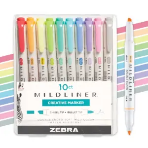 Zebra Pen Mildliner Double-Ended Creative Highlighter Set | Assorted 10-Pack